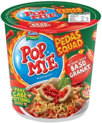 Mi instan cup Pedas Squad rasa Baso Granat